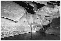 Angular sandstone walls at Colorado River edge. Grand Canyon National Park ( black and white)