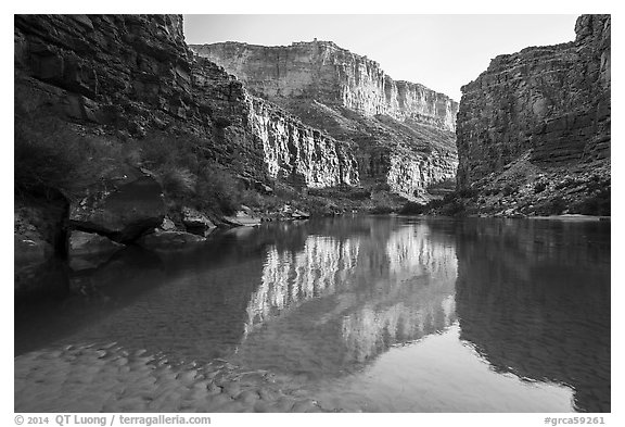 Colorado River in Marble Canyon, early morning. Grand Canyon National Park (black and white)