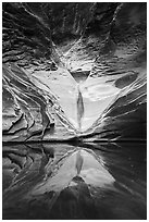Sandstone spillway and reflection in pool, North Canyon. Grand Canyon National Park ( black and white)