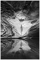 Sandstone spillway and reflection in pool, North Canyon. Grand Canyon National Park ( black and white)