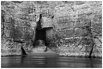 Cave in Redwall limestone canyon walls. Grand Canyon National Park ( black and white)