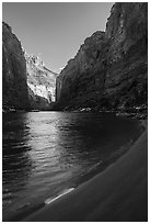 Beach and Redwall canyon walls, Marble Canyon. Grand Canyon National Park ( black and white)