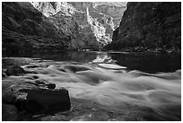 Rapids and reflections, early morning, Marble Canyon. Grand Canyon National Park ( black and white)