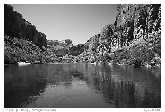 Cliffs and reflections, Marble Canyon. Grand Canyon National Park (black and white)