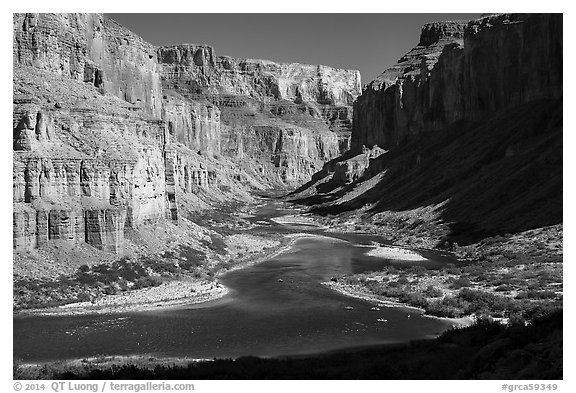 Colorado River at Nankoweap, afternoon. Grand Canyon National Park (black and white)