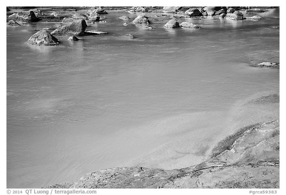 Turquoise waters of the Little Colorado River. Grand Canyon National Park (black and white)