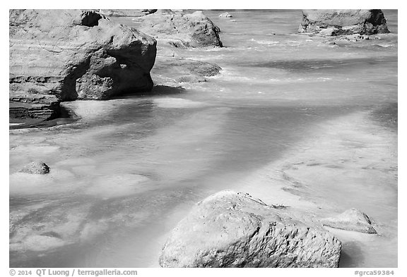 Little Colorado River with turquoise waters caused by alkalinity, and dissolved calcium carbonate. Grand Canyon National Park (black and white)