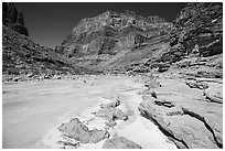 Little Colorodo River flows turquoise on its way to Colorado River below Chuar Butte. Grand Canyon National Park ( black and white)