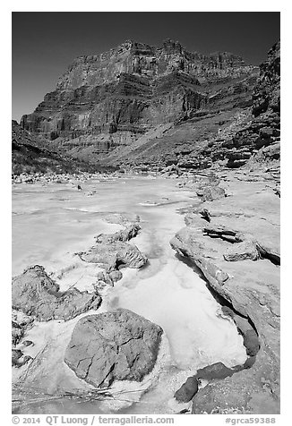 Little Colorodo River with turqouise waters in the spring below Chuar Butte. Grand Canyon National Park (black and white)