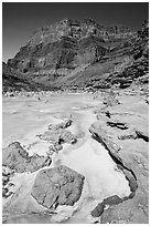 Little Colorodo River with turqouise waters in the spring below Chuar Butte. Grand Canyon National Park ( black and white)