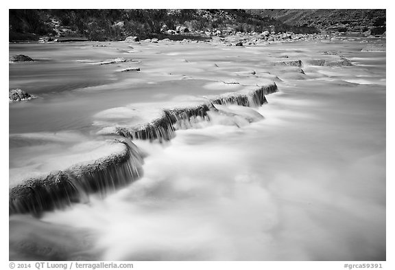 Travertine terraces of the Little Colorado River. Grand Canyon National Park (black and white)