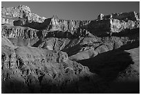 Grand Canyon South rim from below. Grand Canyon National Park ( black and white)