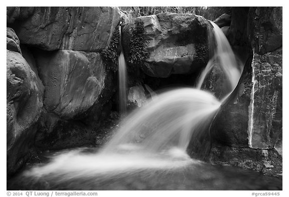 Clear Creek Falls. Grand Canyon National Park (black and white)