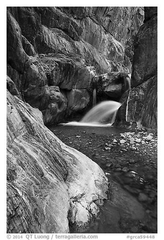 Clear Creek Canyon with waterfall. Grand Canyon National Park (black and white)
