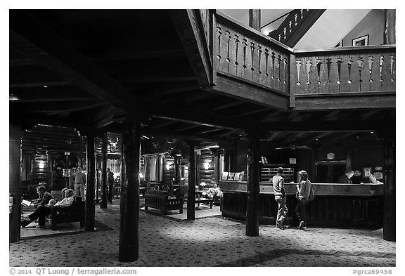 Reception area, El Tovar. Grand Canyon National Park (black and white)