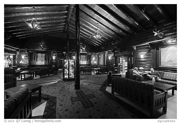 Main lobby, El Tovar. Grand Canyon National Park (black and white)