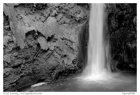 Pool and base of Mooney falls. Grand Canyon National Park (black and white)