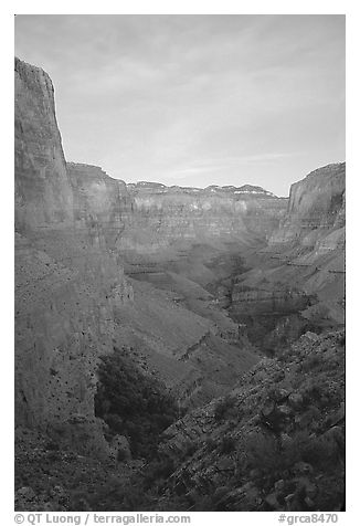 Tapeats Creek, dusk. Grand Canyon National Park (black and white)