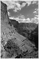 Red wall, Thunder Spring and Tapeats Creek, morning. Grand Canyon National Park, Arizona, USA. (black and white)