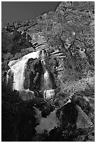 Thunder river upper waterfall. Grand Canyon National Park, Arizona, USA. (black and white)