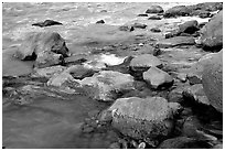 Rocks at  confluence of Tapeats Creek and  Colorado River. Grand Canyon National Park, Arizona, USA. (black and white)