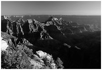 Bright Angel Point, late afternoon. Grand Canyon National Park, Arizona, USA. (black and white)