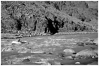 Rafting on  Colorado River. Grand Canyon National Park, Arizona, USA. (black and white)