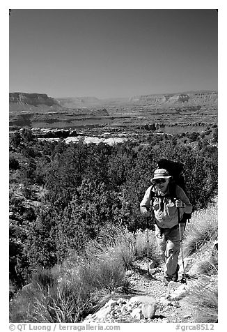 Backpacker on  Esplanade, Thunder River and Deer Creek trail. Grand Canyon National Park, Arizona, USA.