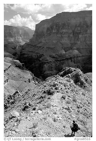 Solo Backpacker above Thunder River. Grand Canyon National Park, Arizona, USA.