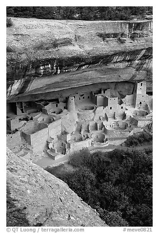 Cliff Palace, late afternoon. Mesa Verde National Park (black and white)