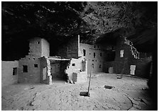 Spruce Tree house. Mesa Verde National Park, Colorado, USA. (black and white)