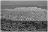 Layers of hills with autumn foliage. Mesa Verde National Park, Colorado, USA. (black and white)