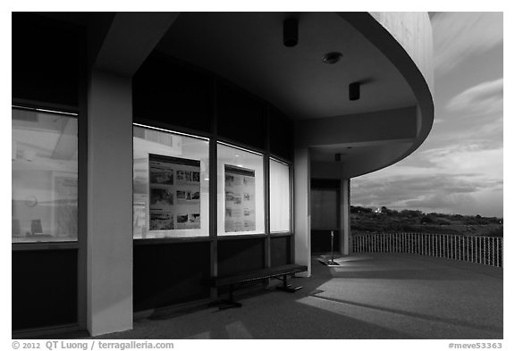 Far View visitor center at dusk. Mesa Verde National Park (black and white)