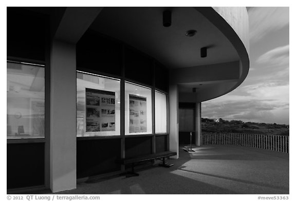 Far View visitor center at dusk. Mesa Verde National Park (black and white)