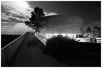 Far View visitor center entrance by moonlight. Mesa Verde National Park ( black and white)