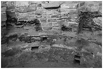 Kiva detail with multicolored original plaster. Mesa Verde National Park ( black and white)