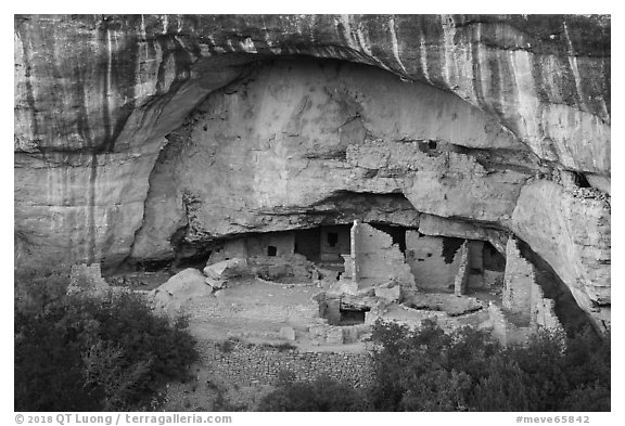 Oak Tree House, Chapin Mesa. Mesa Verde National Park (black and white)