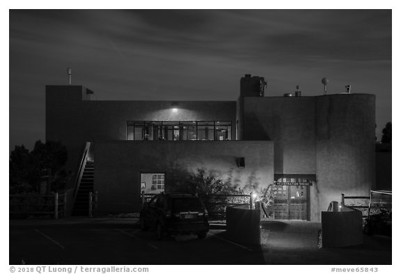 Far View Lodge at night. Mesa Verde National Park (black and white)