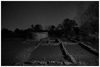 Far View ruins at night. Mesa Verde National Park ( black and white)