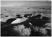 Ridges over badlands of Painted Desert, morning. Petrified Forest National Park ( black and white)