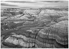 Blue Mesa basin at dusk. Petrified Forest National Park ( black and white)