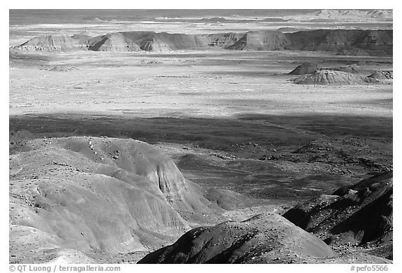 Painted desert seen from Chinde Point, morning. Petrified Forest National Park, Arizona, USA.