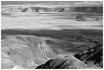 Painted desert seen from Chinde Point, morning. Petrified Forest National Park, Arizona, USA. (black and white)