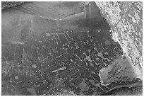 Petroglyphs on Newspaper Rock. Petrified Forest National Park, Arizona, USA. (black and white)