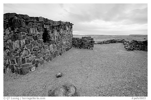 Agate House, reconstitution of native house made of petrified wood. Petrified Forest National Park, Arizona, USA.