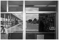 Painted Desert Visitor Center window reflexion. Petrified Forest National Park ( black and white)