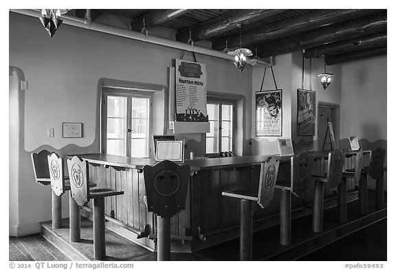 Bar inside Painted Desert Inn. Petrified Forest National Park (black and white)
