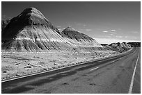 Road, The Tepees. Petrified Forest National Park ( black and white)