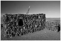 Agate House built with petrified wood. Petrified Forest National Park ( black and white)