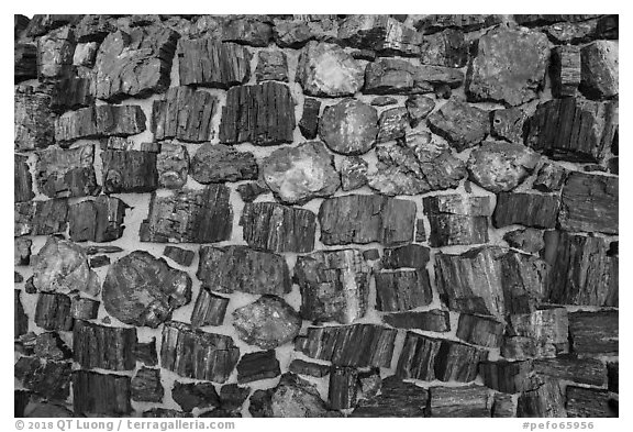 Wall detail, Agate House. Petrified Forest National Park (black and white)